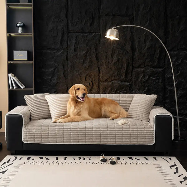 Waterproof One-Piece Cozy Flannel Sofa Protection Non-Slip Couch Cover