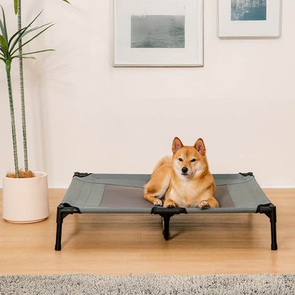 Multi-Functional Breathable Outdoor Cooling Elevated Dog Bed with Canopy Raised Dog Bed Dog Cot for Camp - PawAir