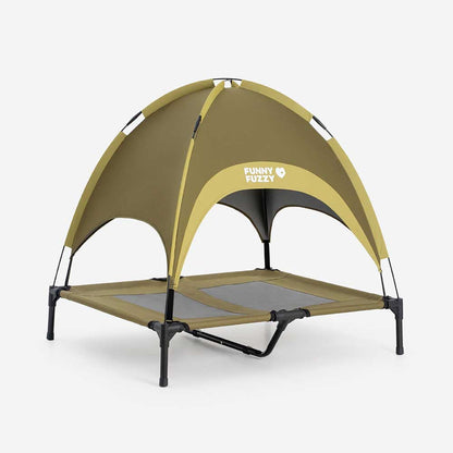 Multi-Functional Breathable Outdoor Cooling Elevated Dog Bed with Canopy Raised Dog Bed Dog Cot for Camp - PawAir
