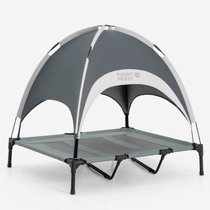 Multi-Functional Breathable Outdoor Cooling Elevated Dog Bed with Canopy Raised Dog Bed Dog Cot for Camp - PawAir